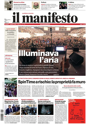 Prima pagina Il Manifesto di oggi - Quotidiano nazionale