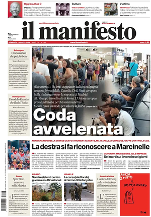 Prima pagina Il Manifesto di oggi - Quotidiano nazionale