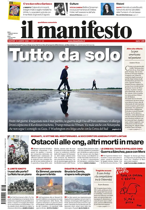 Prima pagina Il Manifesto di oggi - Quotidiano nazionale
