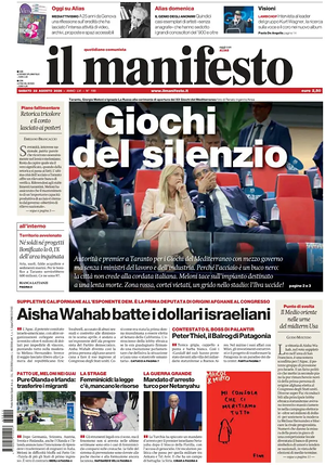 Prima pagina Il Manifesto di oggi - Quotidiano nazionale
