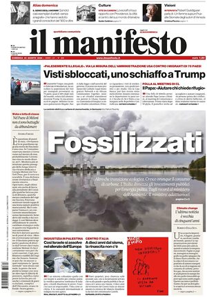 Prima pagina Il Manifesto di oggi - Quotidiano nazionale