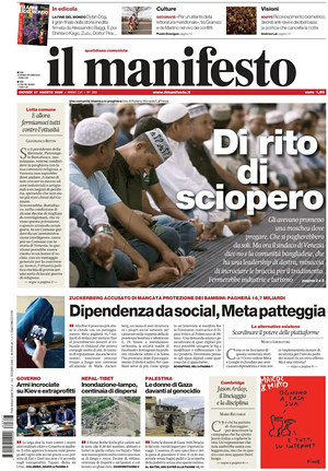 Prima pagina Il Manifesto di oggi - Quotidiano nazionale