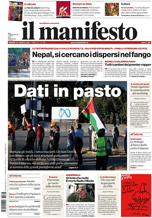 Prima pagina Il Manifesto di oggi - Quotidiano nazionale