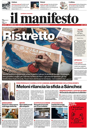 Il Manifesto prima pagina