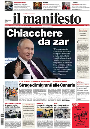 Prima pagina Il Manifesto di oggi - Quotidiano nazionale