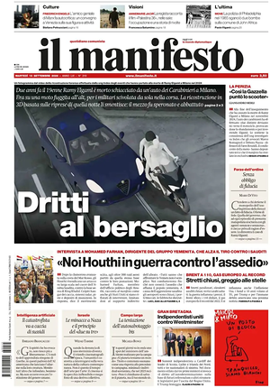 Prima pagina Il Manifesto di oggi - Quotidiano nazionale