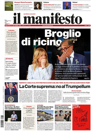Prima pagina Il Manifesto di oggi - Quotidiano nazionale