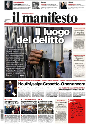 Prima pagina Il Manifesto di oggi - Quotidiano nazionale