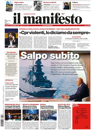 Prima pagina Il Manifesto di oggi - Quotidiano nazionale