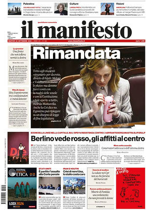 Prima pagina Il Manifesto di oggi - Quotidiano nazionale
