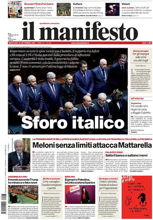 Prima pagina Il Manifesto di oggi - Quotidiano nazionale