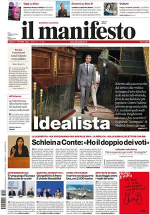 Prima pagina Il Manifesto di oggi - Quotidiano nazionale