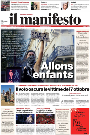 Prima pagina Il Manifesto di oggi - Quotidiano nazionale