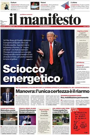 Prima pagina Il Manifesto di oggi - Quotidiano nazionale