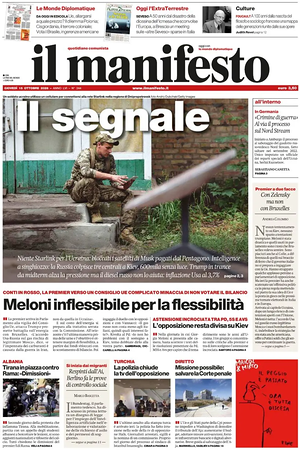 Prima pagina Il Manifesto di oggi - Quotidiano nazionale