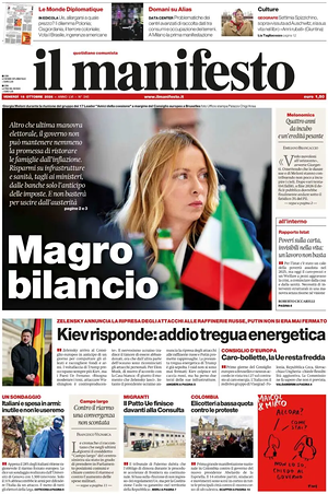 Prima pagina Il Manifesto di oggi - Quotidiano nazionale