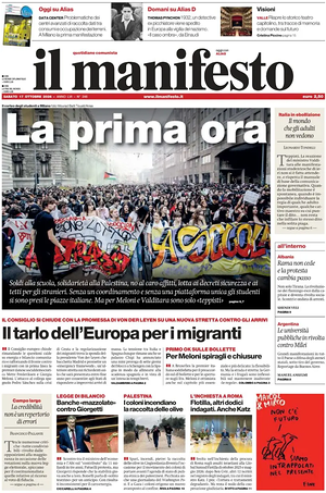 Prima pagina Il Manifesto di oggi - Quotidiano nazionale