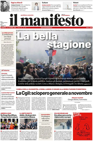 Prima pagina Il Manifesto di oggi - Quotidiano nazionale