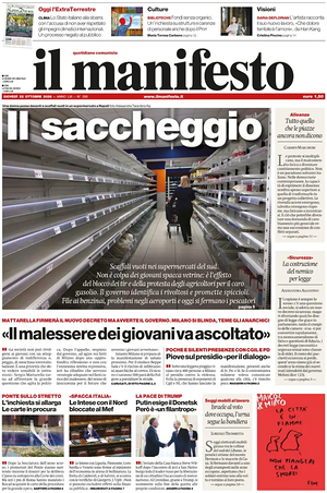 Prima pagina Il Manifesto di oggi - Quotidiano nazionale