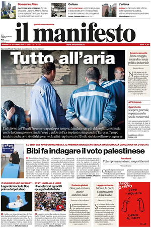 Prima pagina Il Manifesto di oggi - Quotidiano nazionale