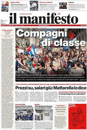 Prima pagina Il Manifesto di oggi - Quotidiano nazionale