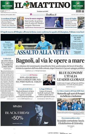 Prima pagina Il Mattino di oggi - Quotidiano nazionale