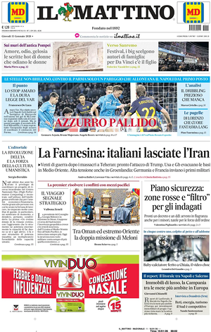 Prima pagina Il Mattino di oggi - Quotidiano nazionale
