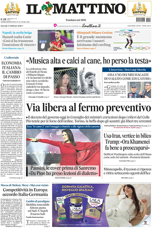 Prima pagina Il Mattino di oggi - Quotidiano nazionale