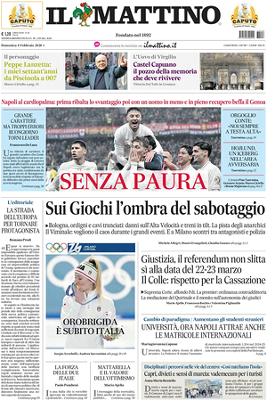 Prima pagina Il Mattino di oggi - Quotidiano nazionale