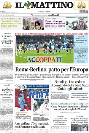 Prima pagina Il Mattino di oggi - Quotidiano nazionale