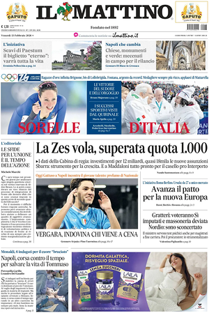 Prima pagina Il Mattino di oggi - Quotidiano nazionale