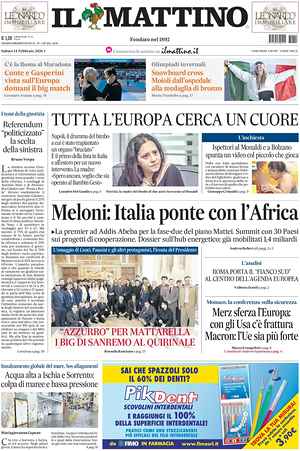 Prima pagina Il Mattino di oggi - Quotidiano nazionale