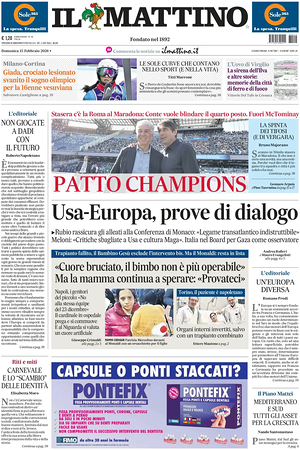 Prima pagina Il Mattino di oggi - Quotidiano nazionale