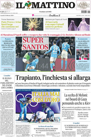 Prima pagina Il Mattino di oggi - Quotidiano nazionale