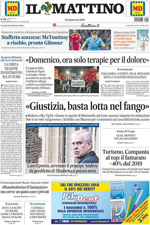 Prima pagina Il Mattino di oggi - Quotidiano nazionale