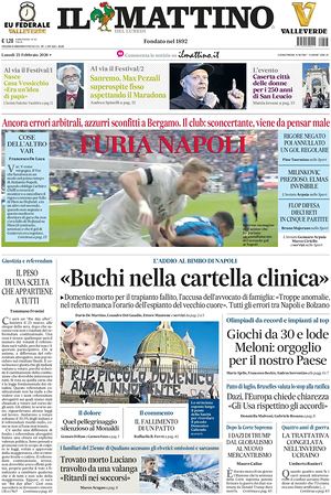 Prima pagina Il Mattino di oggi - Quotidiano nazionale