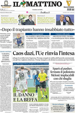 Prima pagina Il Mattino di oggi - Quotidiano nazionale