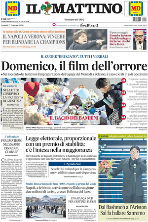 Prima pagina Il Mattino di oggi - Quotidiano nazionale