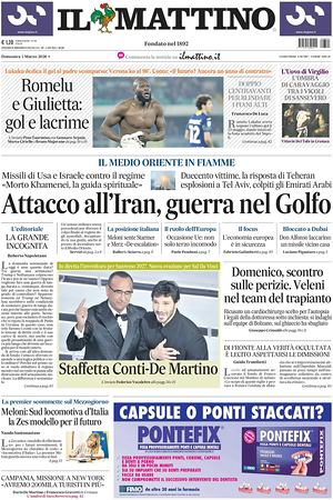 Prima pagina Il Mattino di oggi - Quotidiano nazionale