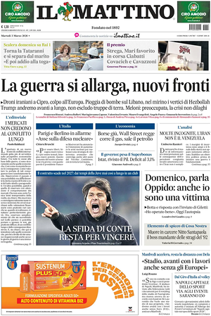 Prima pagina Il Mattino di oggi - Quotidiano nazionale
