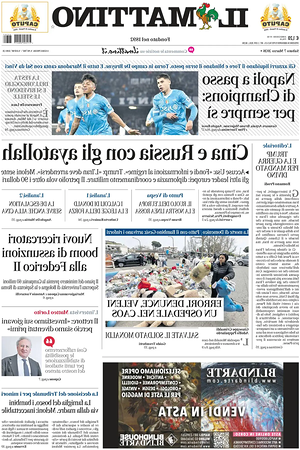 Prima pagina Il Mattino di oggi - Quotidiano nazionale