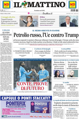 Prima pagina Il Mattino di oggi - Quotidiano nazionale