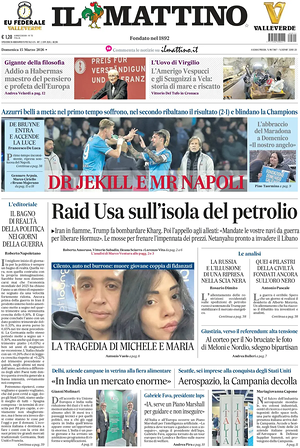 Prima pagina Il Mattino di oggi - Quotidiano nazionale