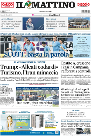Prima pagina Il Mattino di oggi - Quotidiano nazionale