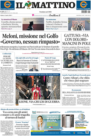 Prima pagina Il Mattino di oggi - Quotidiano nazionale