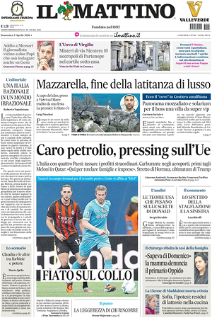 Prima pagina Il Mattino di oggi - Quotidiano nazionale