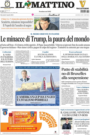 Prima pagina Il Mattino di oggi - Quotidiano nazionale