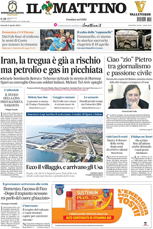 Prima pagina Il Mattino di oggi - Quotidiano nazionale