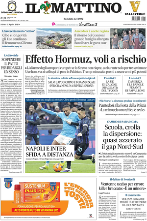 Prima pagina Il Mattino di oggi - Quotidiano nazionale