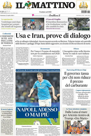 Prima pagina Il Mattino di oggi - Quotidiano nazionale